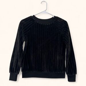 Women’s XS No Boundaries Black Velvet Velour Ribbed Knit Plush Sweatshirt